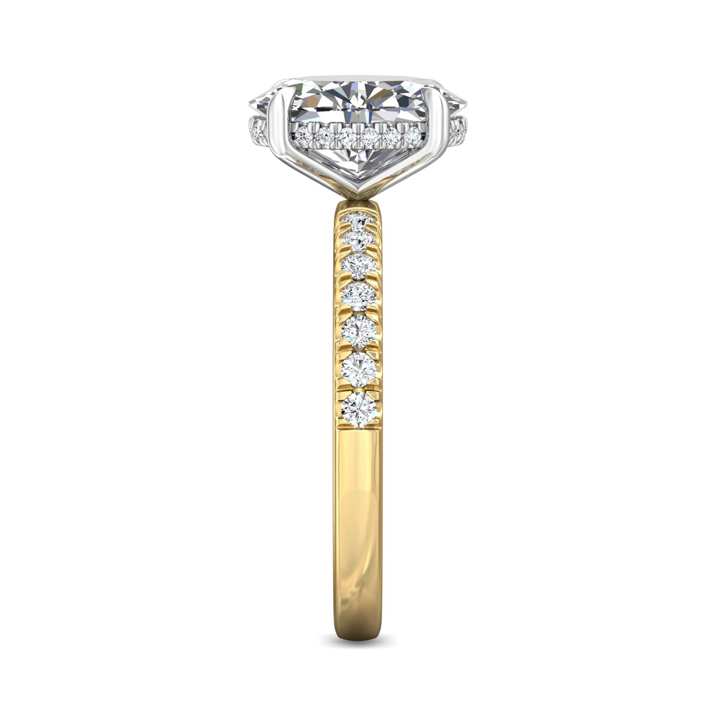 14K Yellow Gold and Platinum Oval Diamond Engagement Ring
