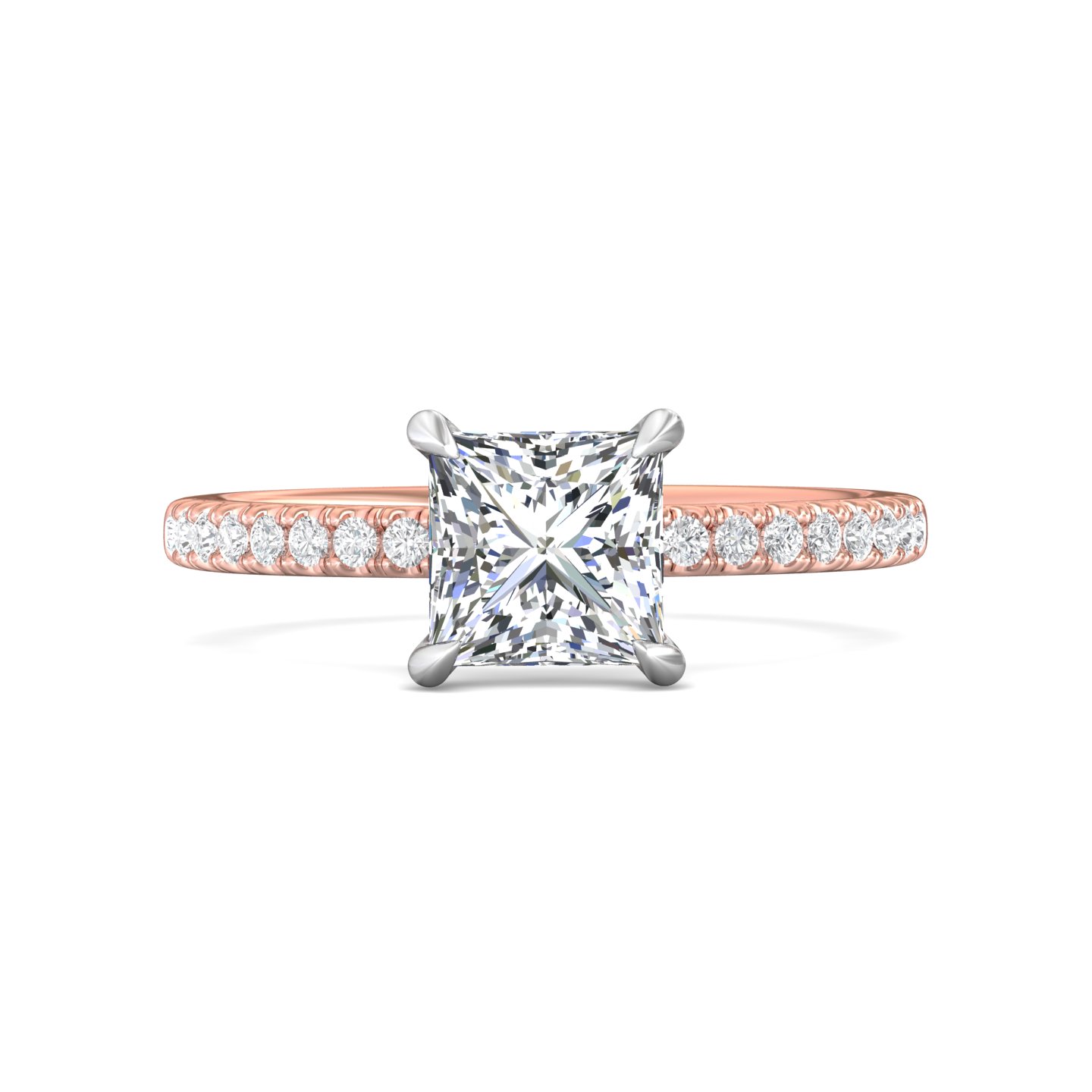 14K Rose and White Gold Princess Diamond Engagement Ring