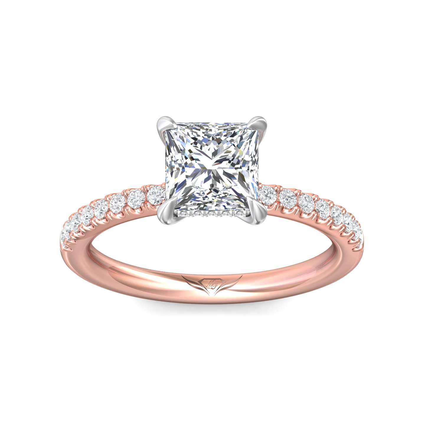 14K Rose and White Gold Princess Diamond Engagement Ring
