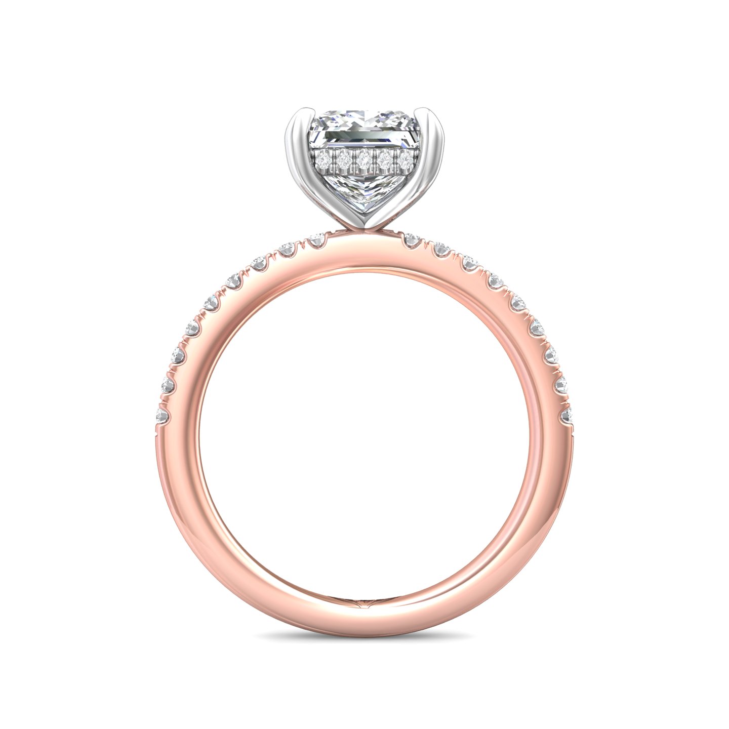 14K Rose and White Gold Princess Diamond Engagement Ring