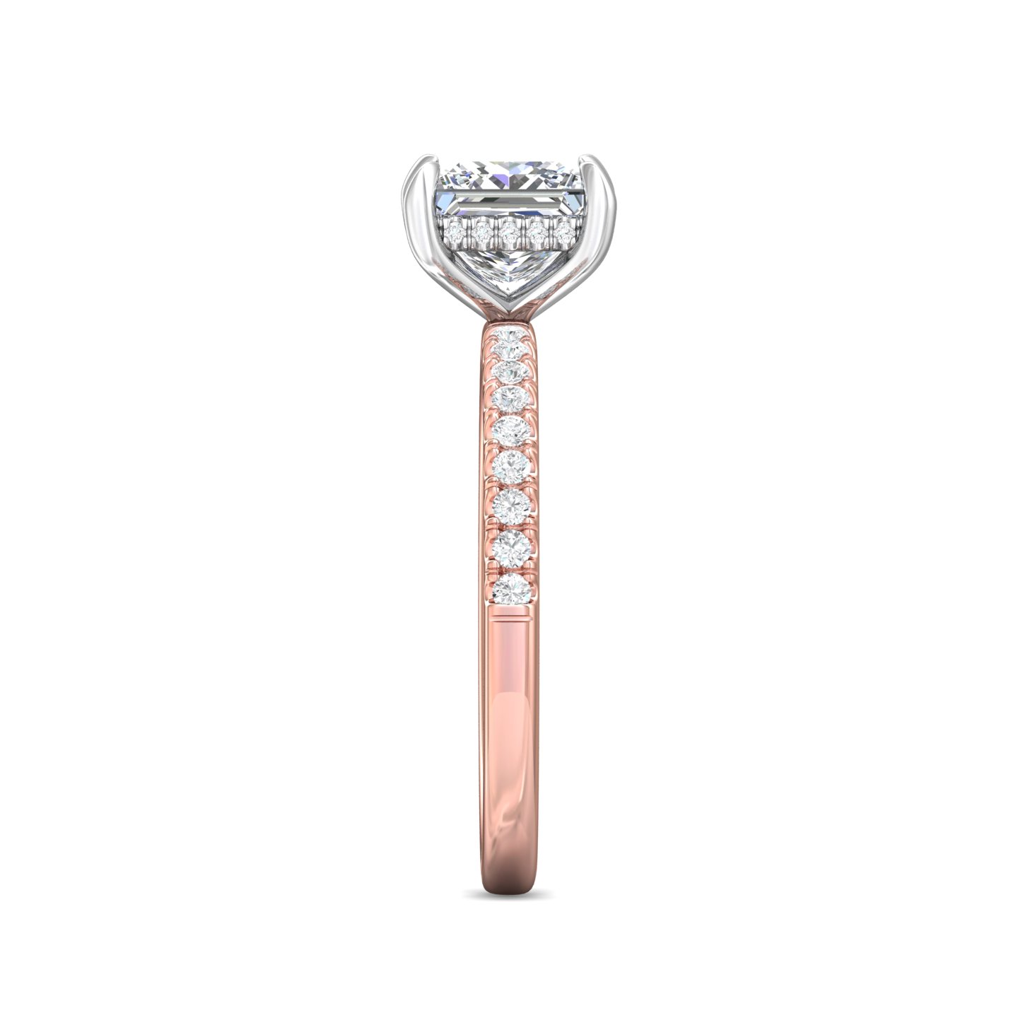 14K Rose and White Gold Princess Diamond Engagement Ring