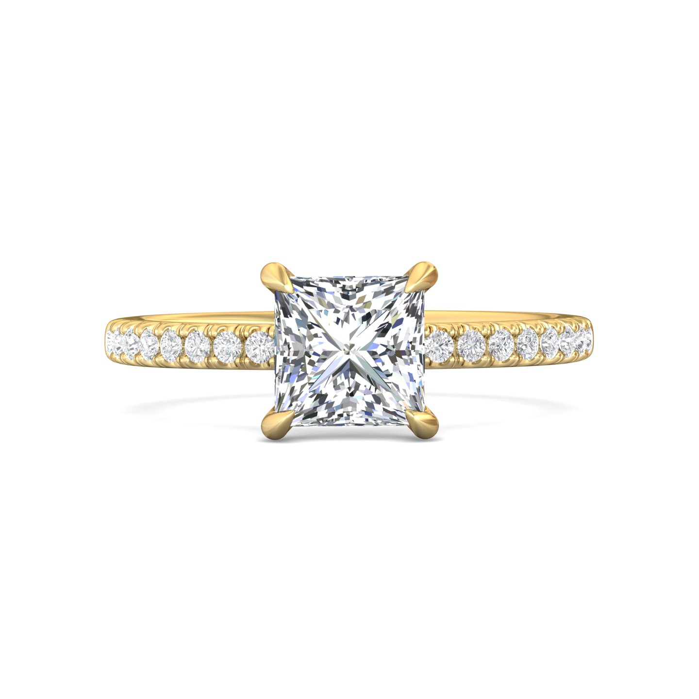 18K Yellow Gold Princess Diamond Engagement Ring