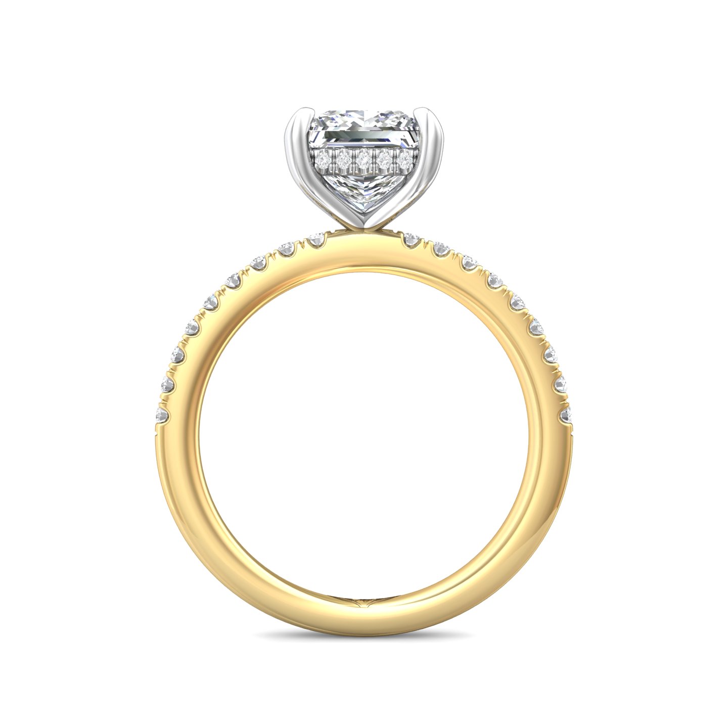 18K White and Yellow Gold Princess Diamond Engagement Ring
