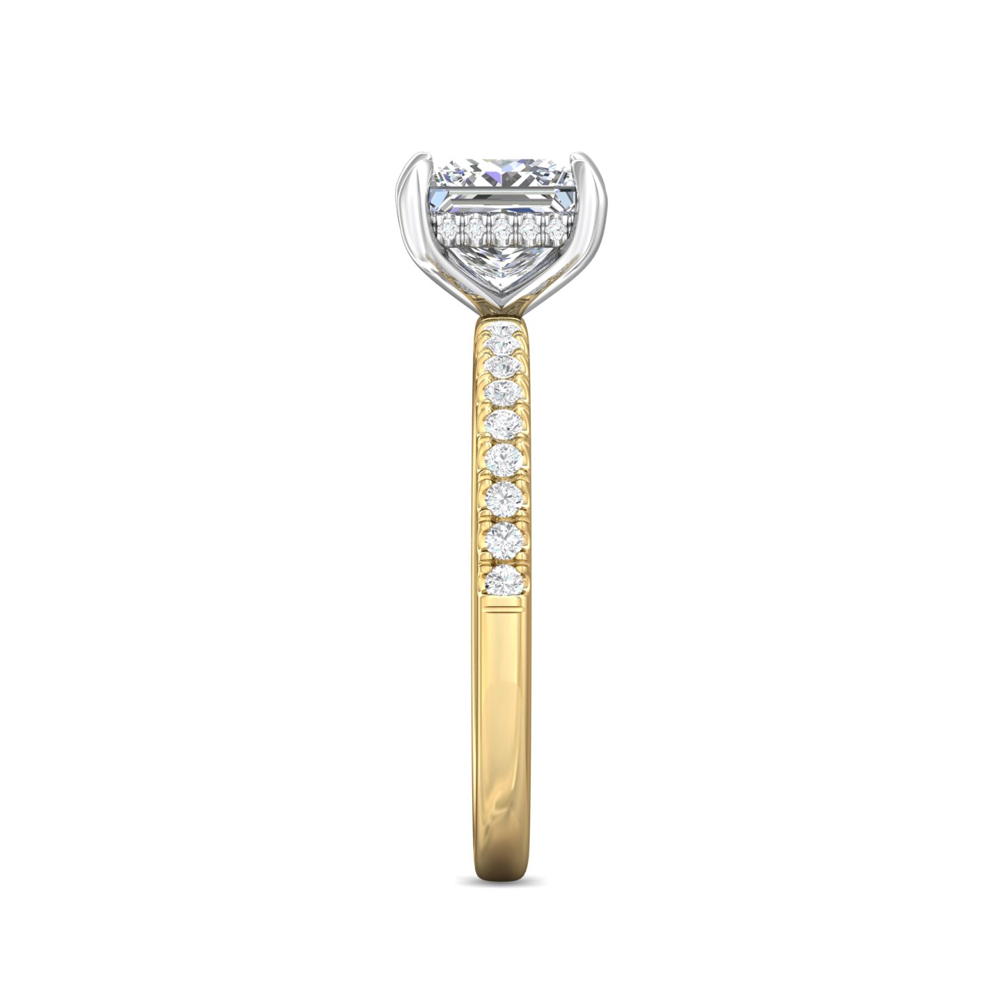 18K White and Yellow Gold Princess Diamond Engagement Ring
