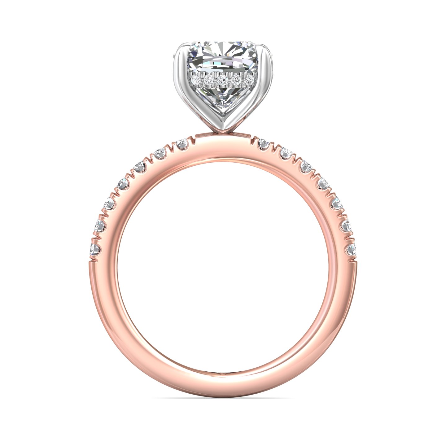 14K Rose Gold and Platinum Cushion Diamond Engagement Ring