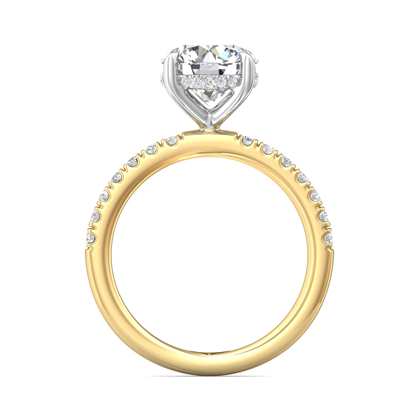 18K Yellow Gold and Platinum Round Diamond Engagement Ring