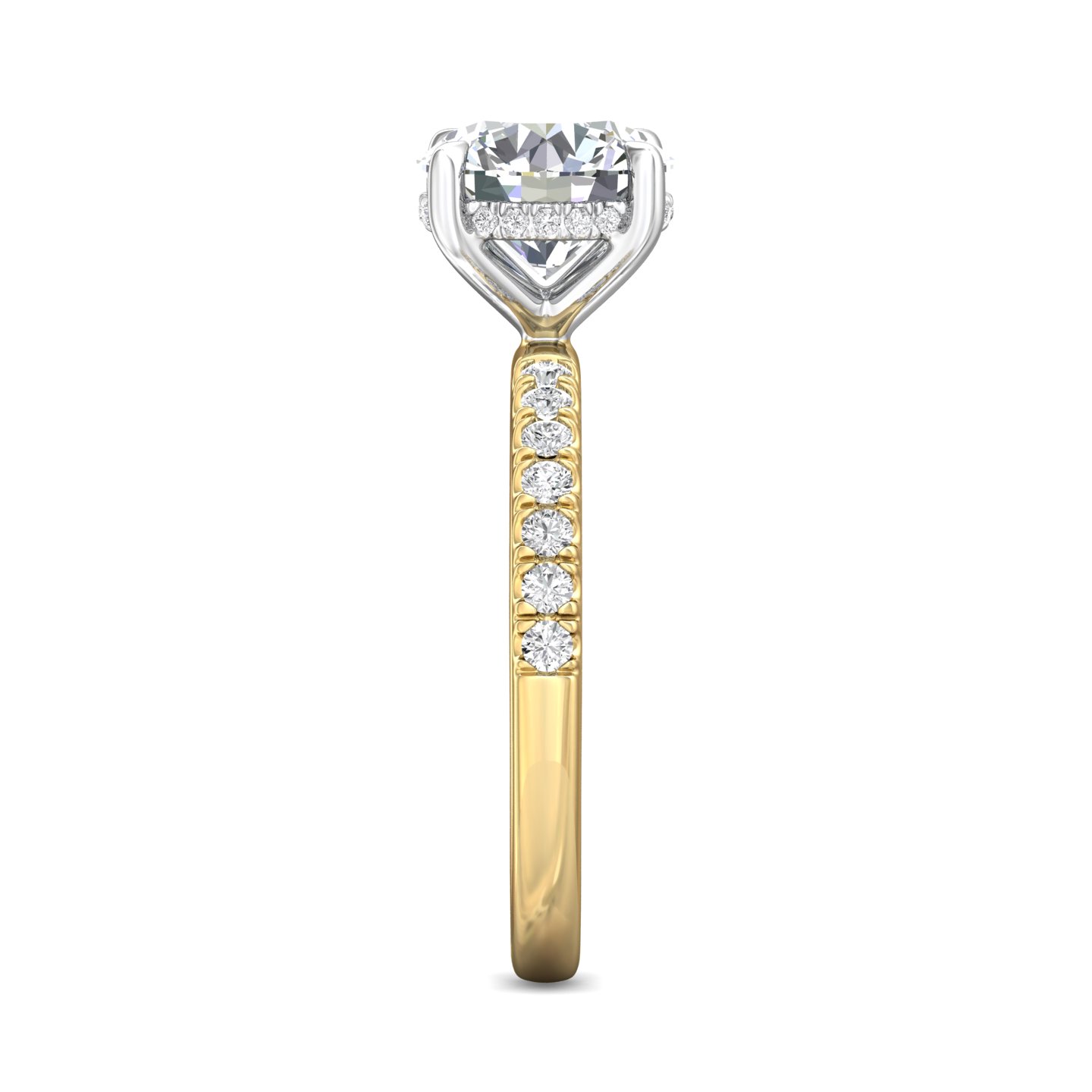 18K Yellow Gold and Platinum Round Diamond Engagement Ring