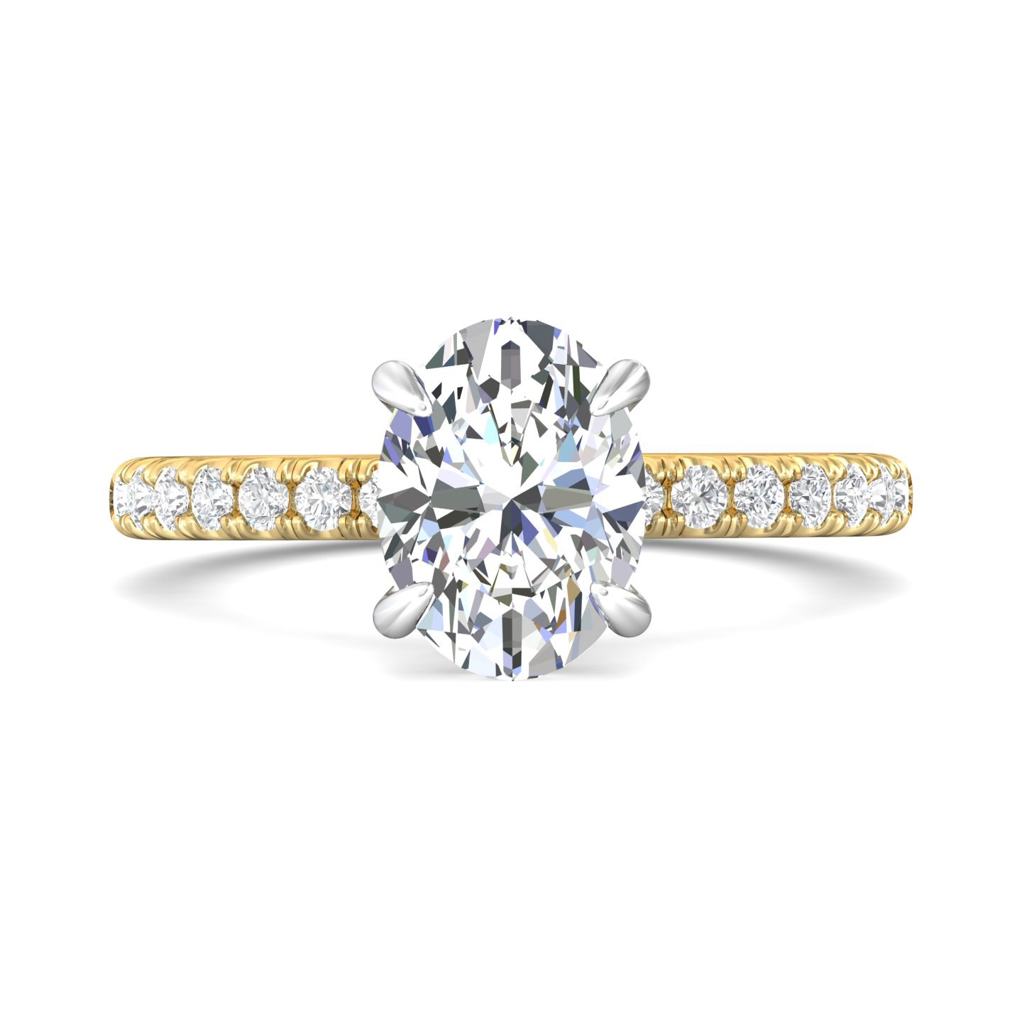 14K Yellow Gold and Platinum Oval Diamond Engagement Ring