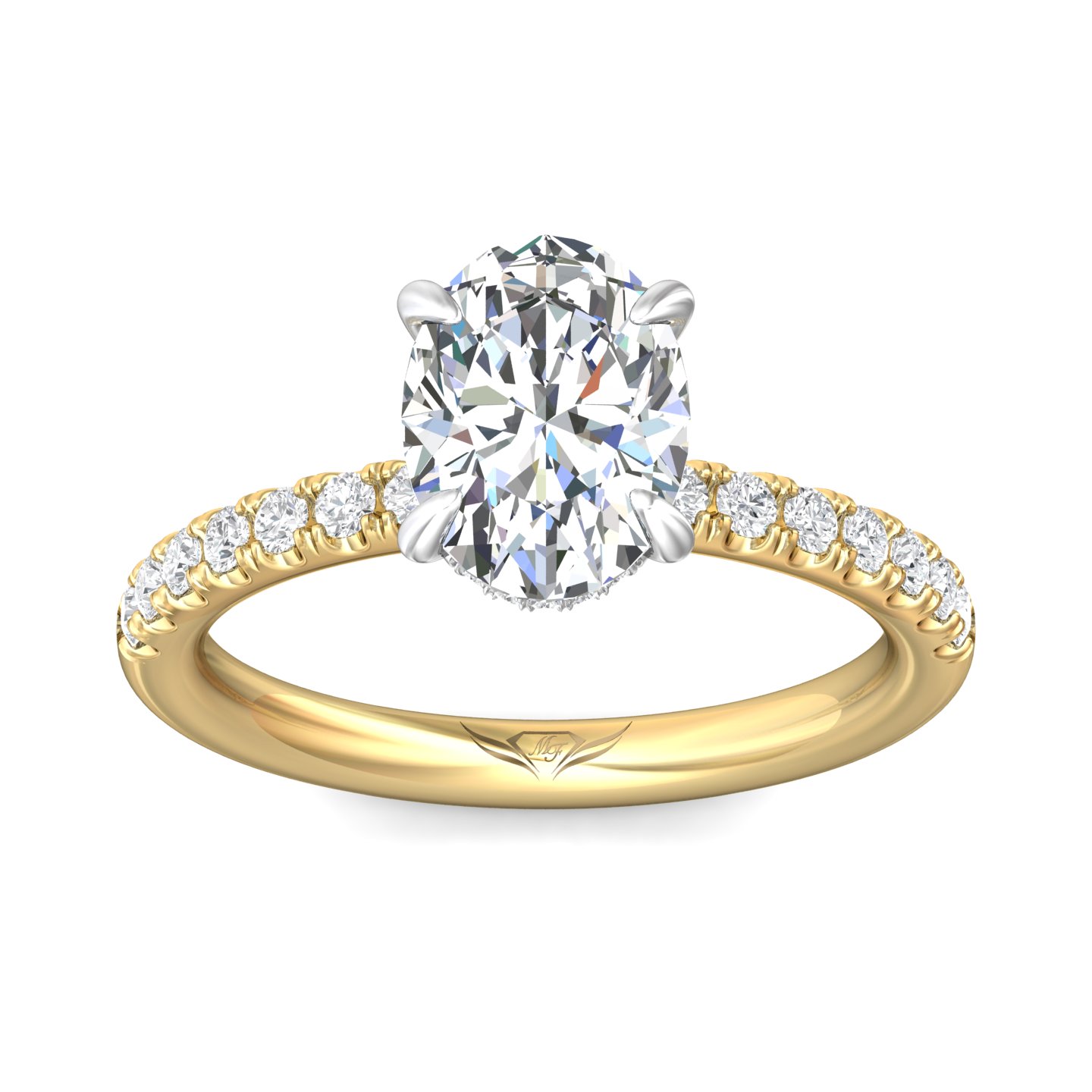 14K Yellow Gold and Platinum Oval Diamond Engagement Ring