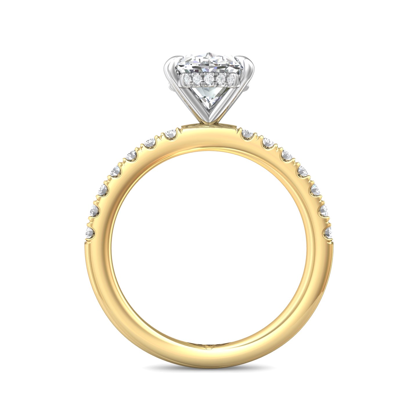 14K Yellow Gold and Platinum Oval Diamond Engagement Ring