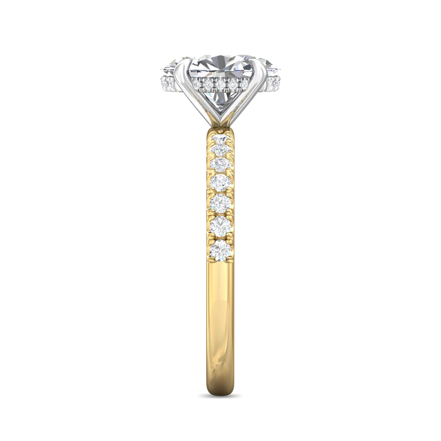 14K Yellow Gold and Platinum Oval Diamond Engagement Ring