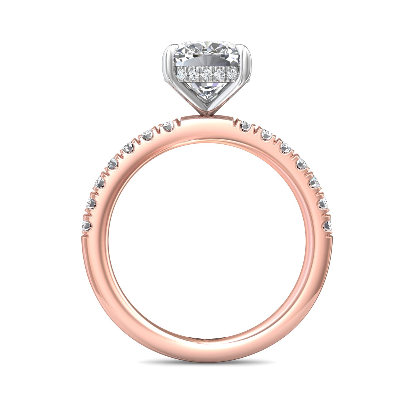 18K White and Rose Gold Cushion Diamond Engagement Ring