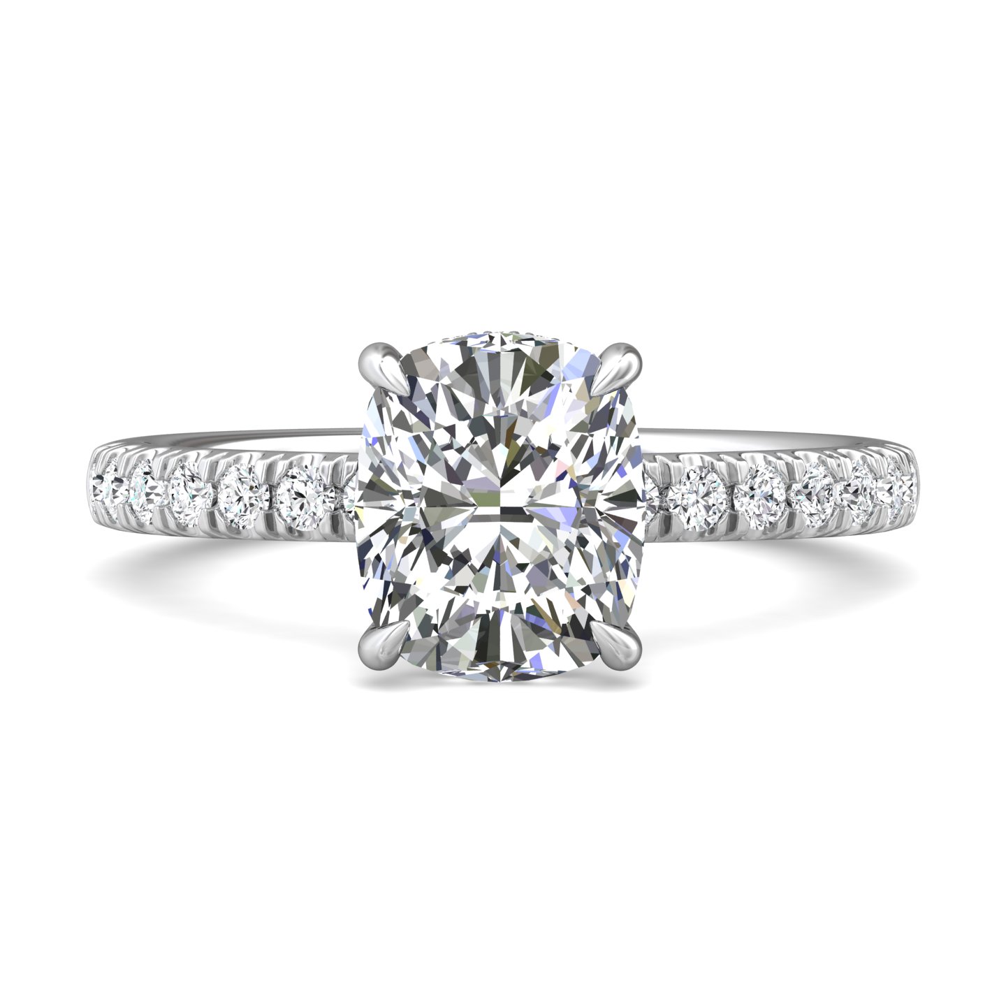 14K White Gold Cushion Diamond Engagement Ring