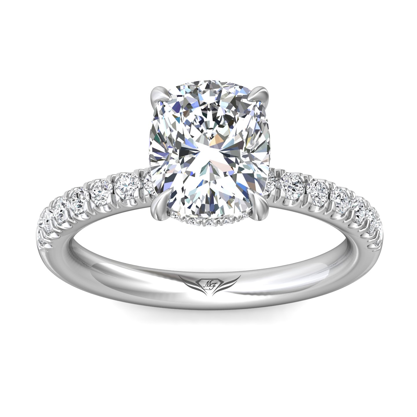 14K White Gold Cushion Diamond Engagement Ring