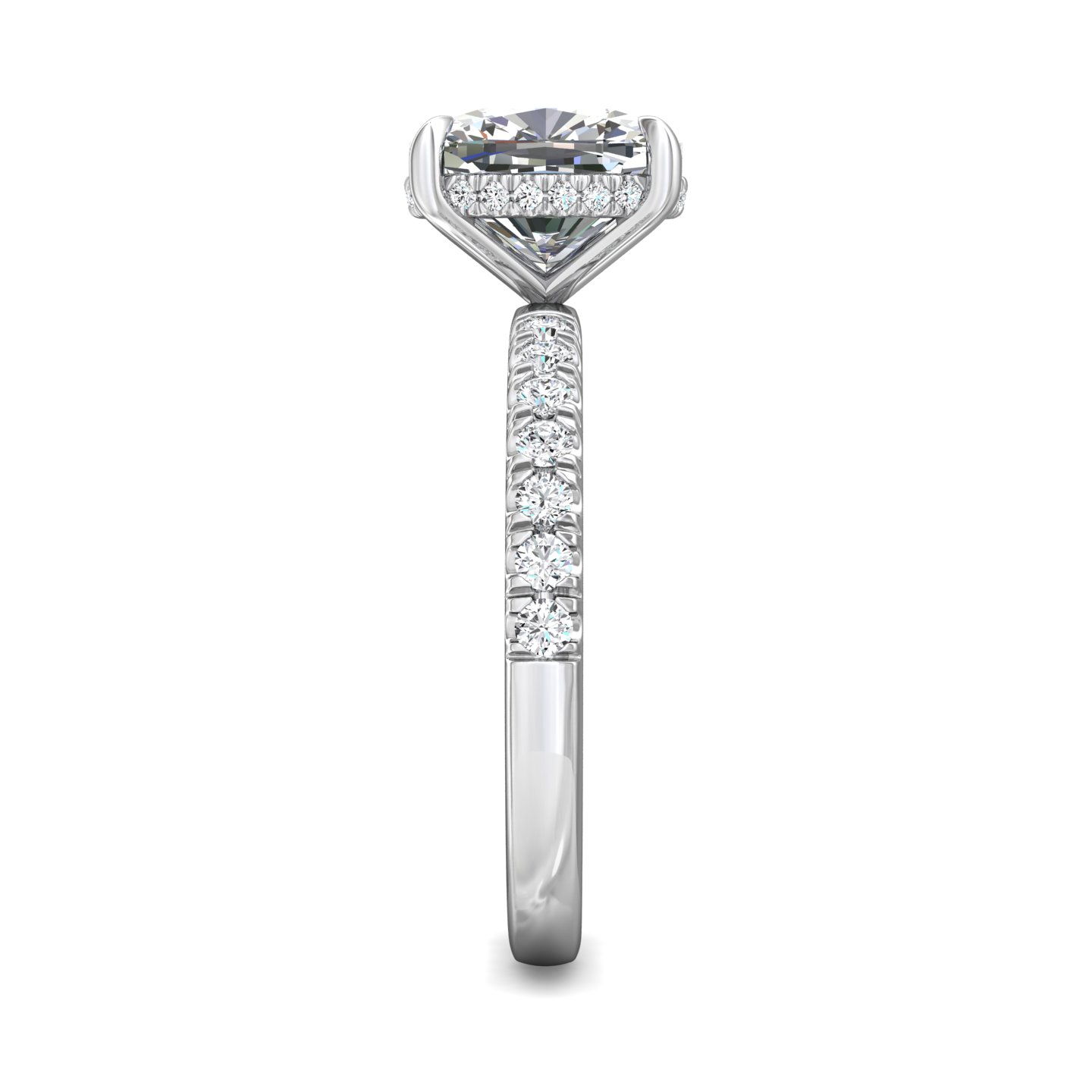 14K White Gold Cushion Diamond Engagement Ring