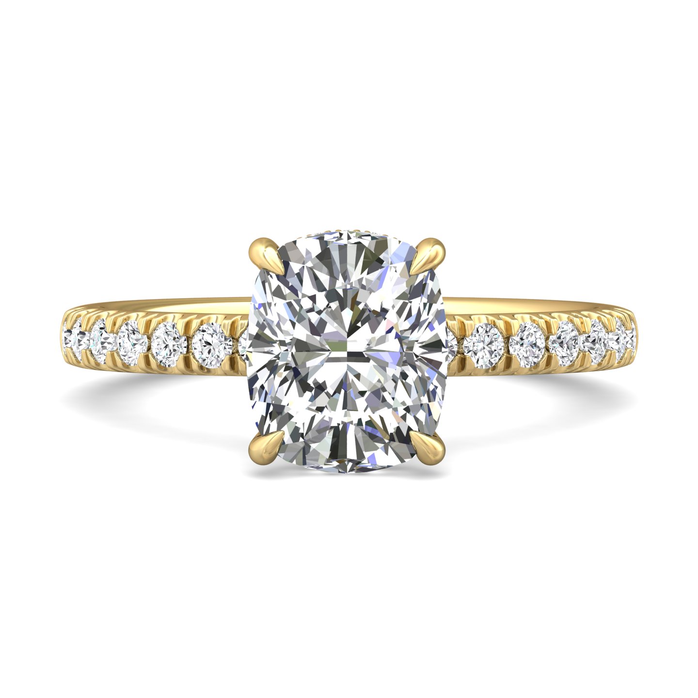 14K White Gold Cushion Diamond Engagement Ring
