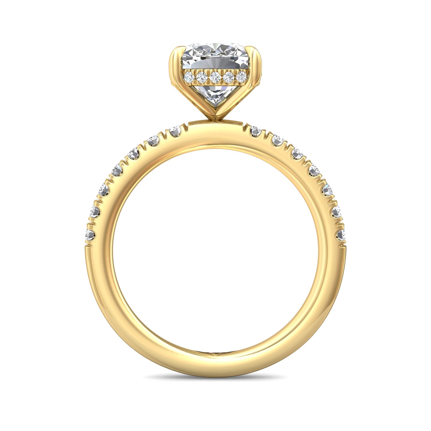14K Yellow Gold Cushion Diamond Engagement Ring