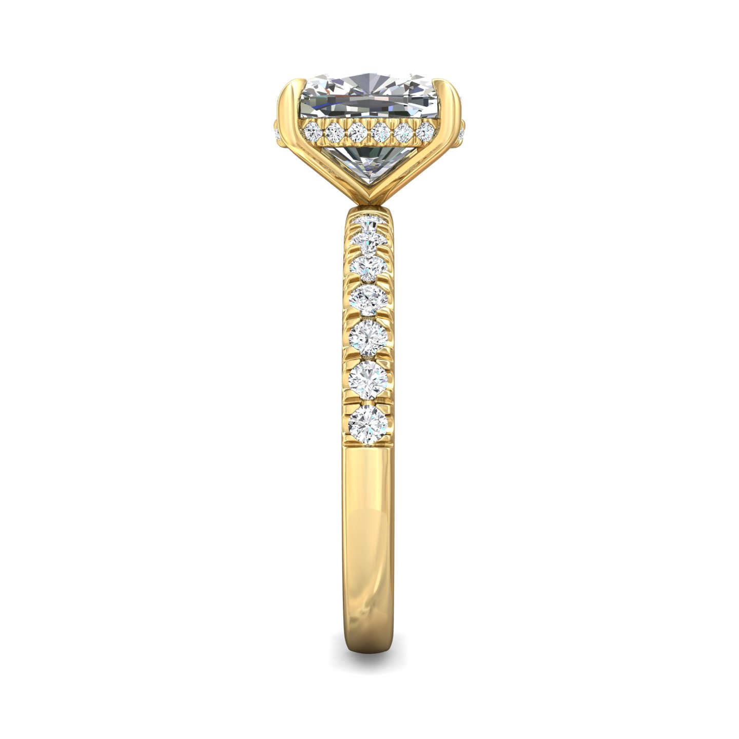 14K Yellow Gold Cushion Diamond Engagement Ring