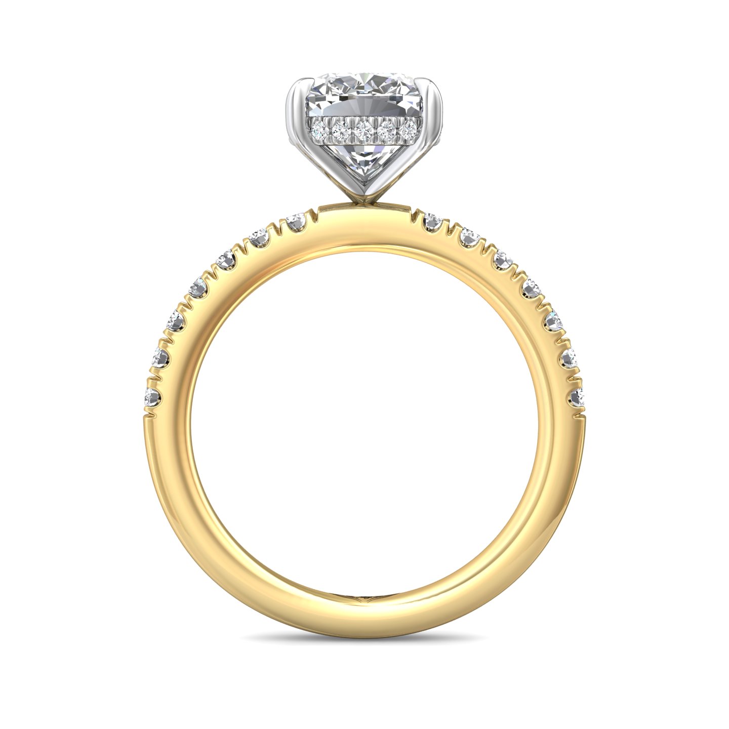18K White and Yellow Gold Cushion Diamond Engagement Ring