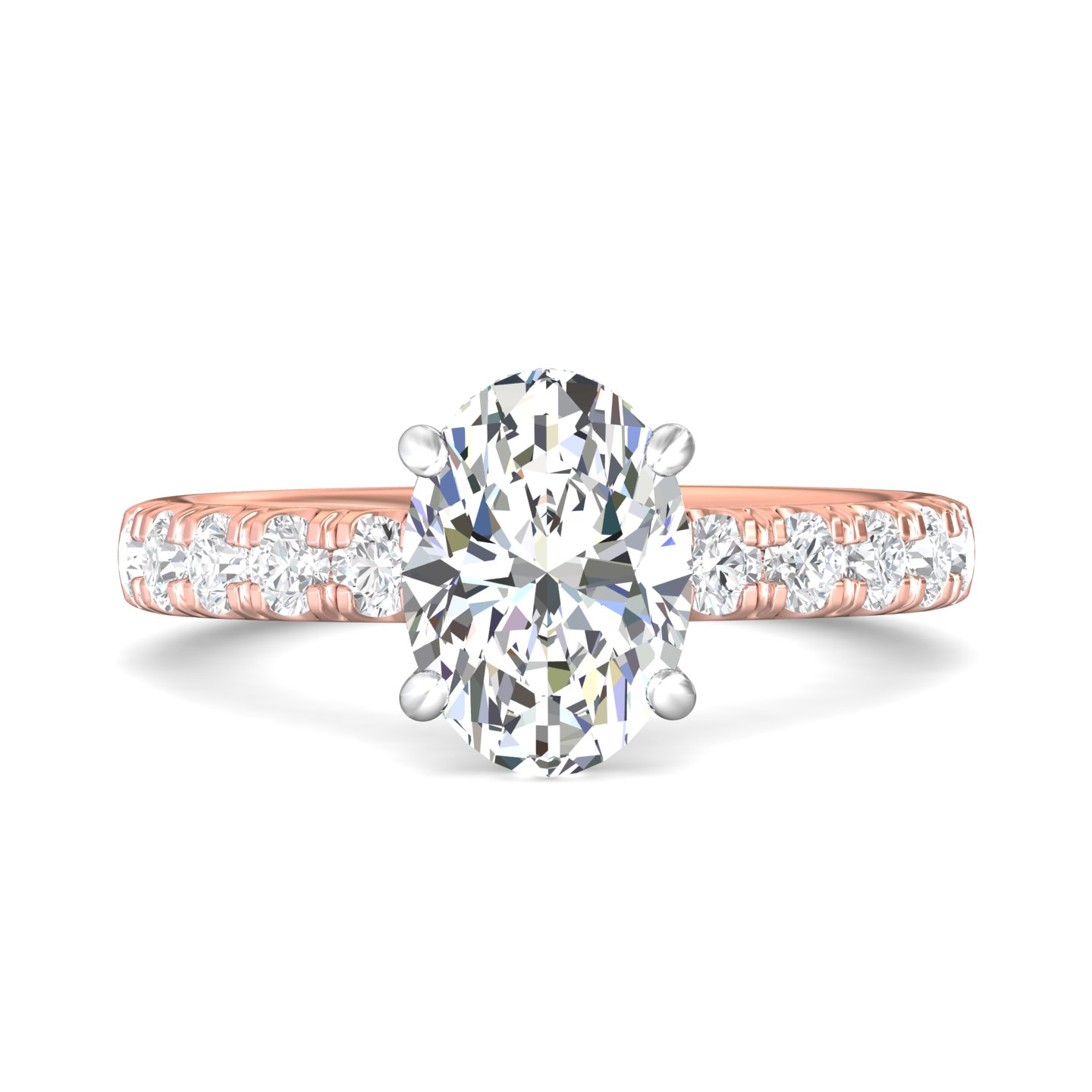 18K White and Rose Gold Oval Diamond Engagement Ring
