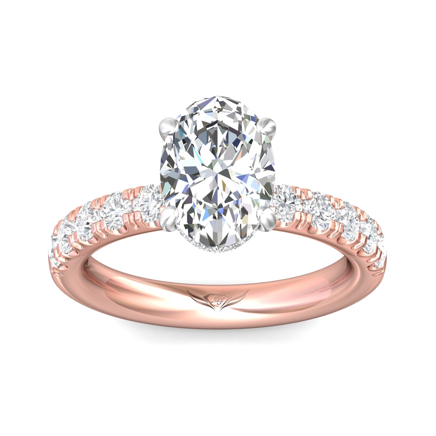 18K White and Rose Gold Oval Diamond Engagement Ring