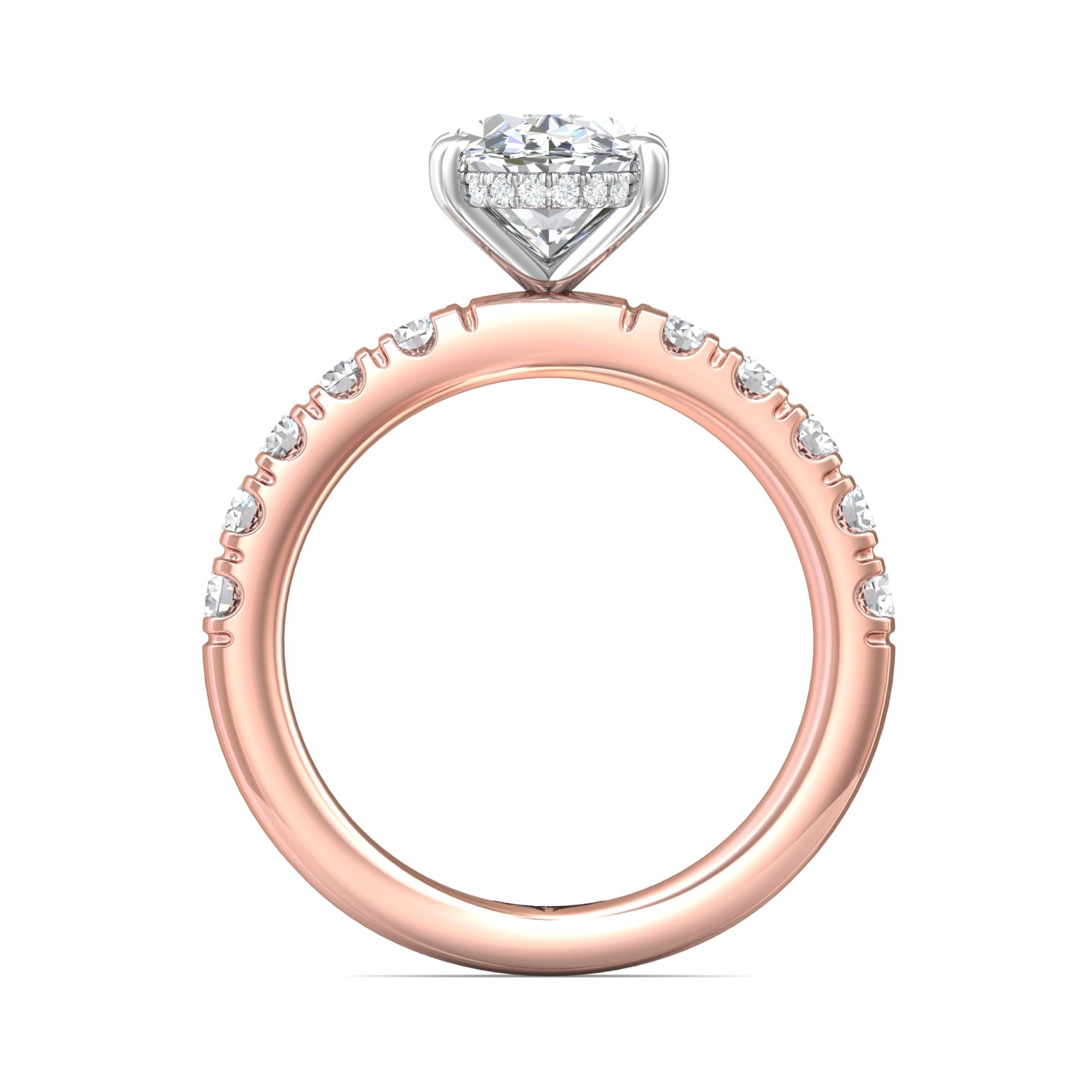 18K White and Rose Gold Oval Diamond Engagement Ring
