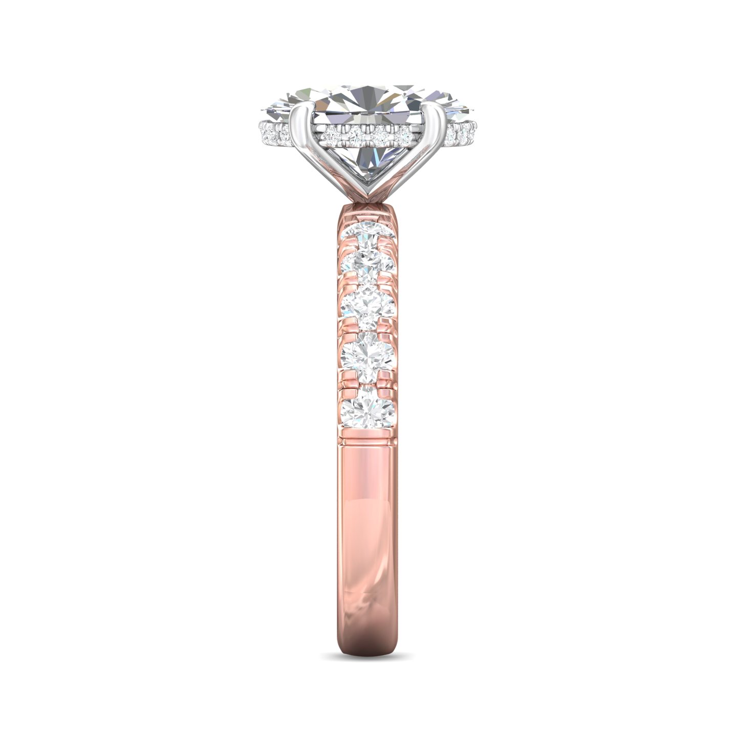 18K White and Rose Gold Oval Diamond Engagement Ring