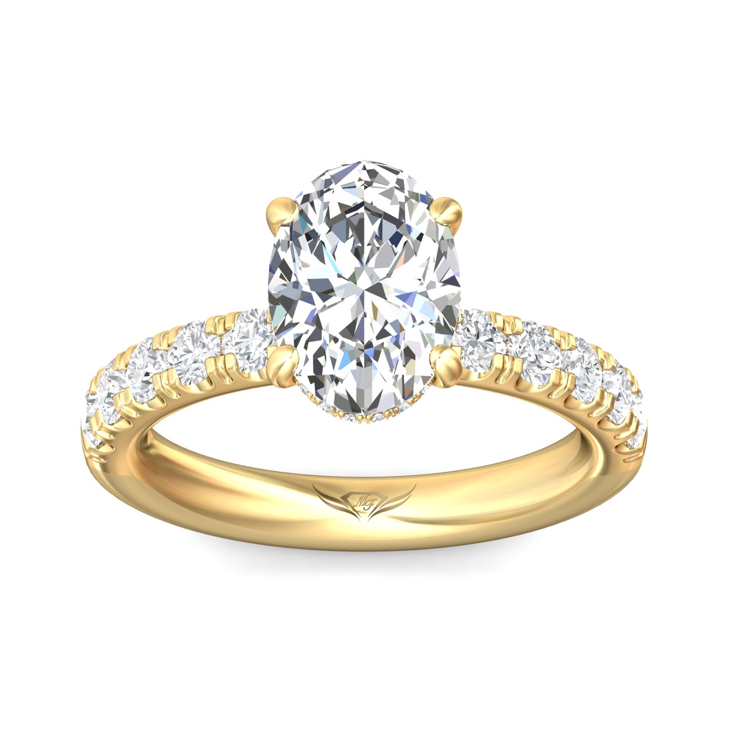 14K Yellow Gold Oval Diamond Engagement Ring