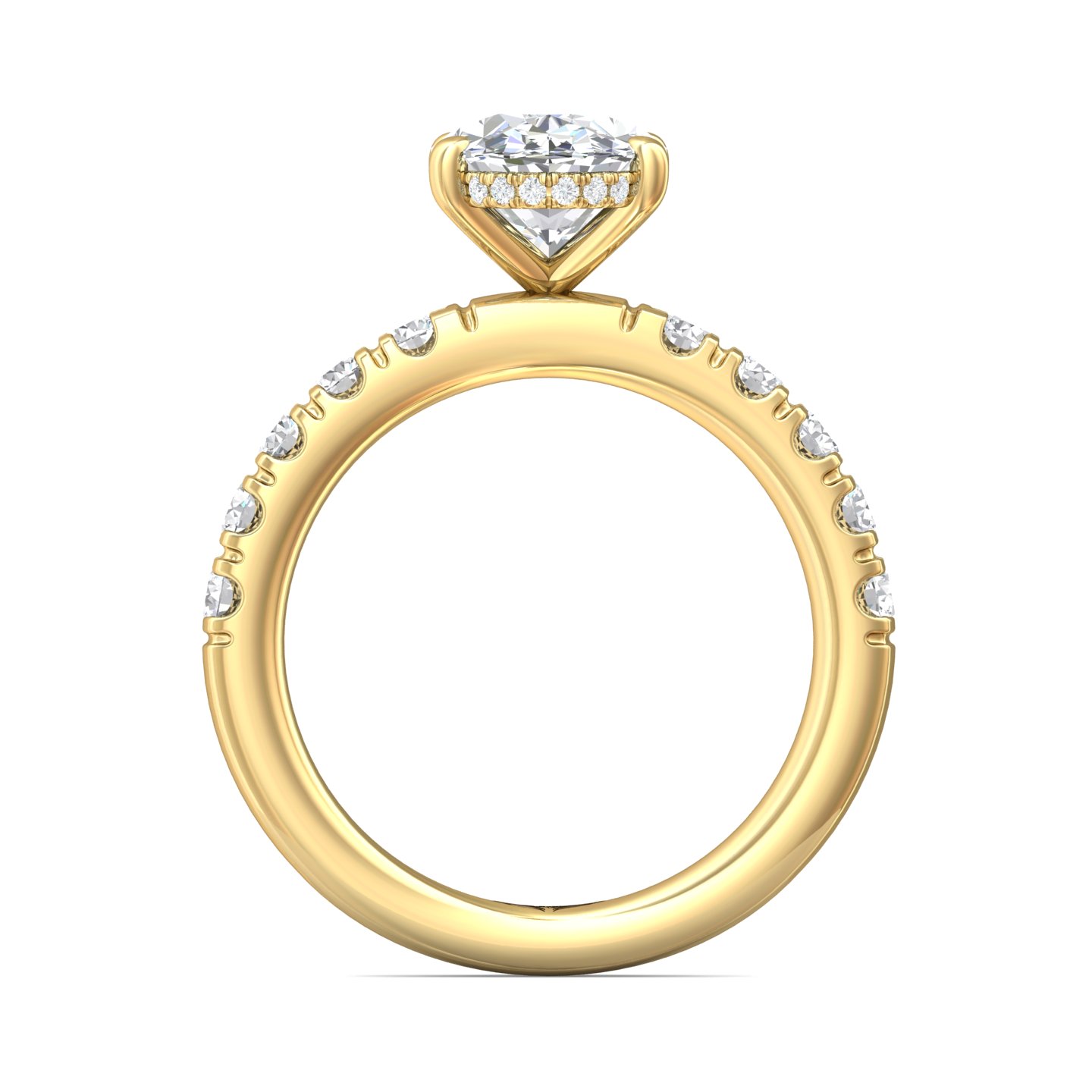 14K Yellow Gold Oval Diamond Engagement Ring
