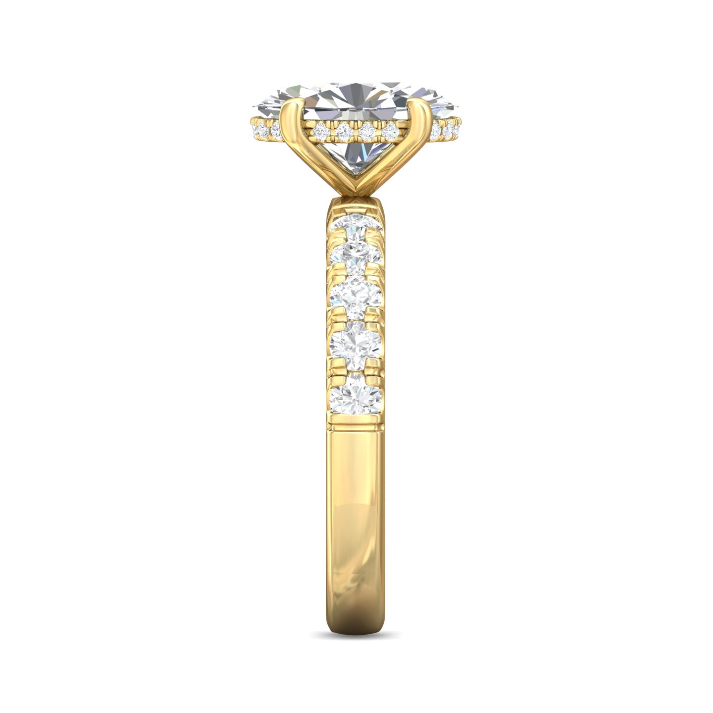 14K Yellow Gold Oval Diamond Engagement Ring