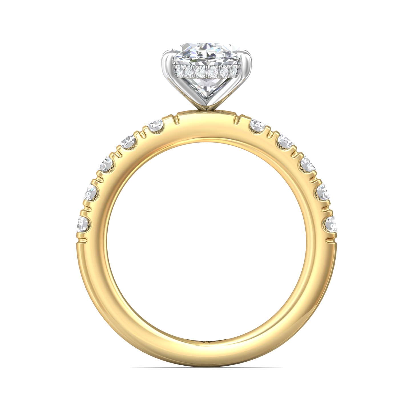 14K Yellow and White Gold Oval Diamond Engagement Ring