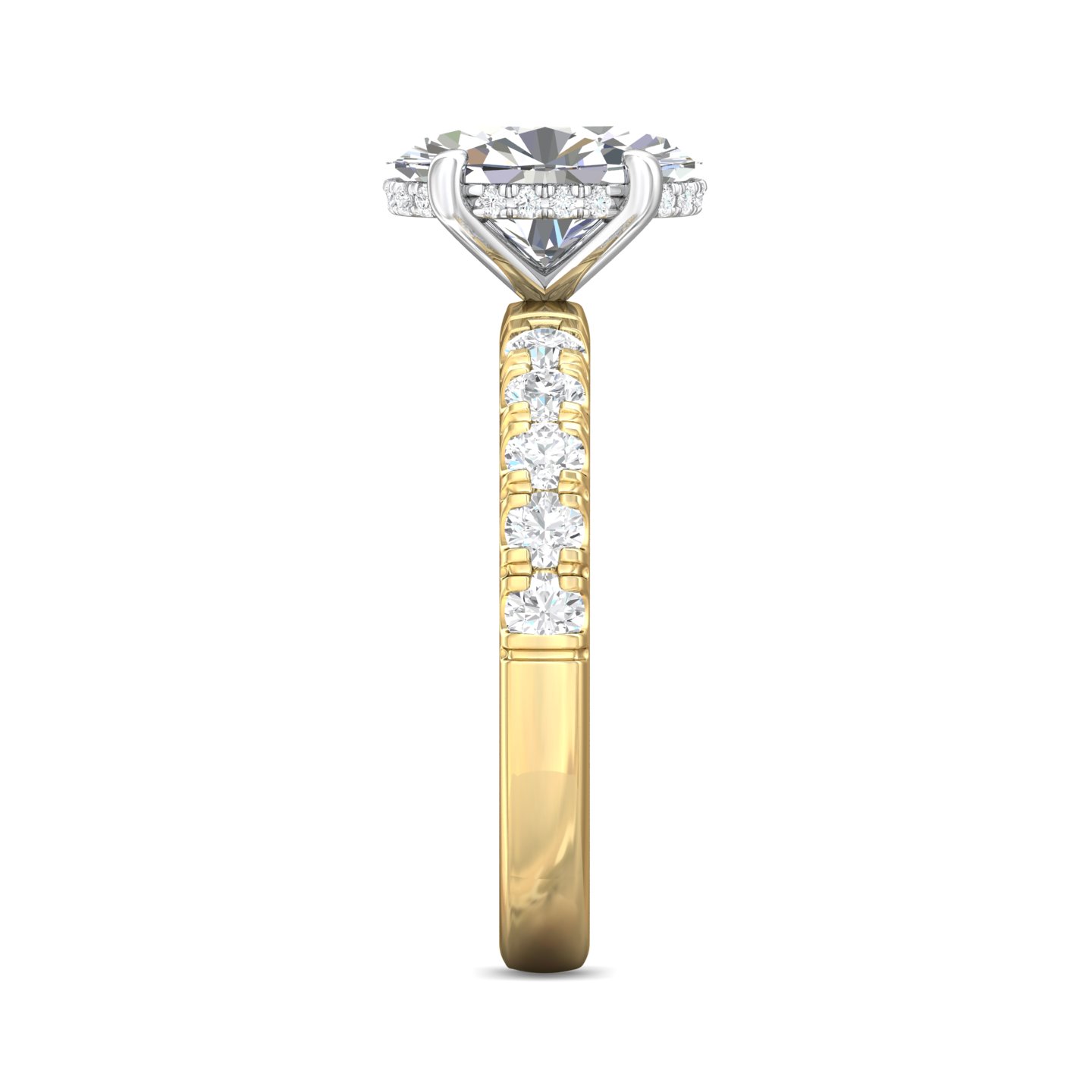 14K Yellow and White Gold Oval Diamond Engagement Ring