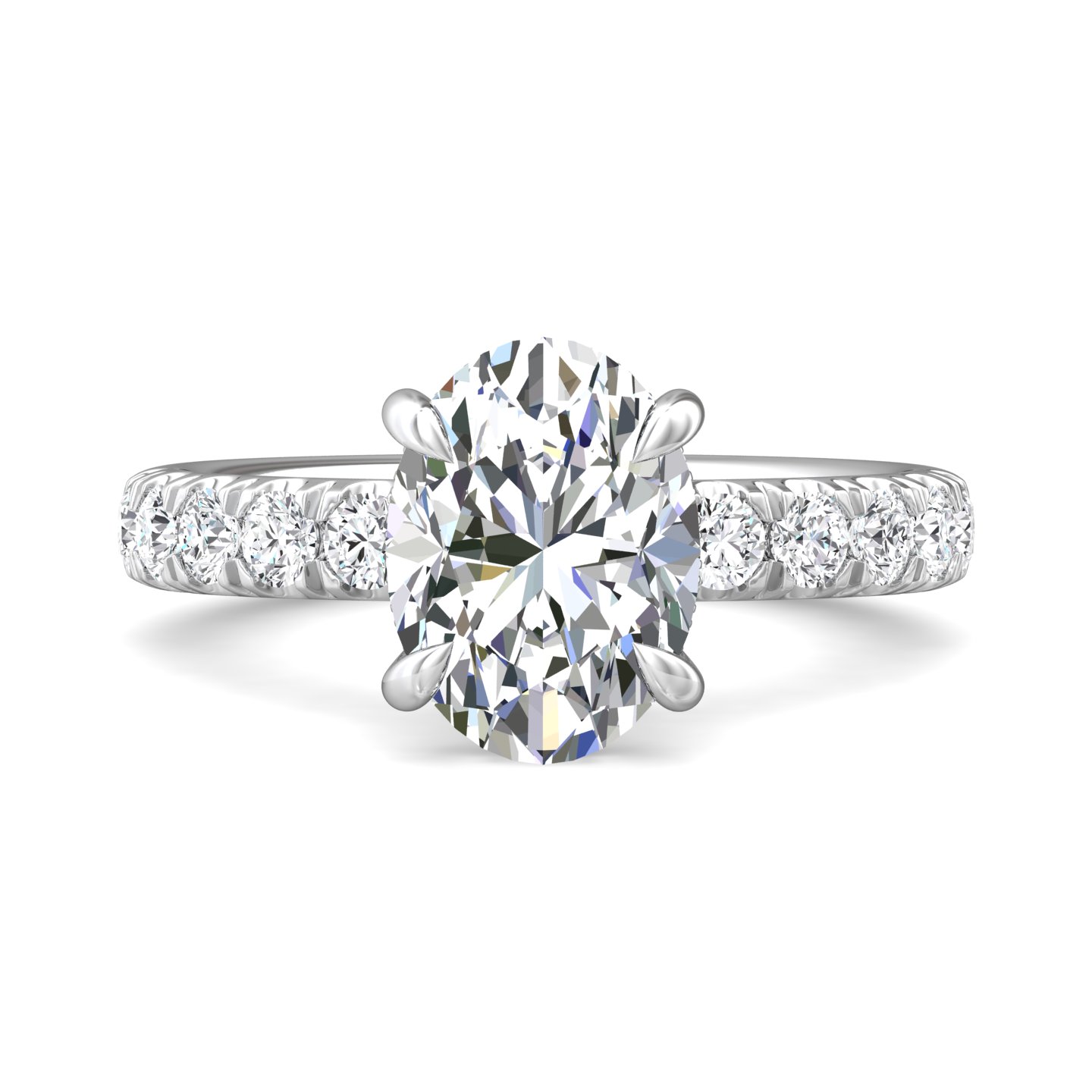 14K White Gold Oval Diamond Engagement Ring