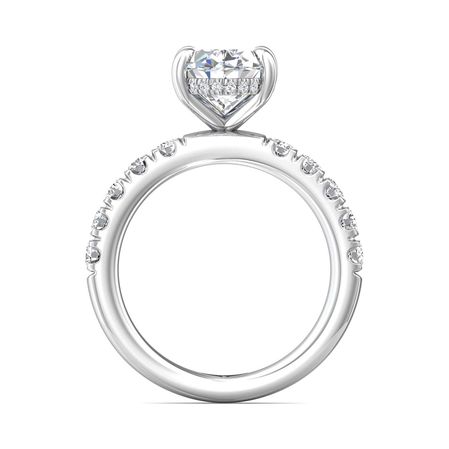 14K White Gold Oval Diamond Engagement Ring