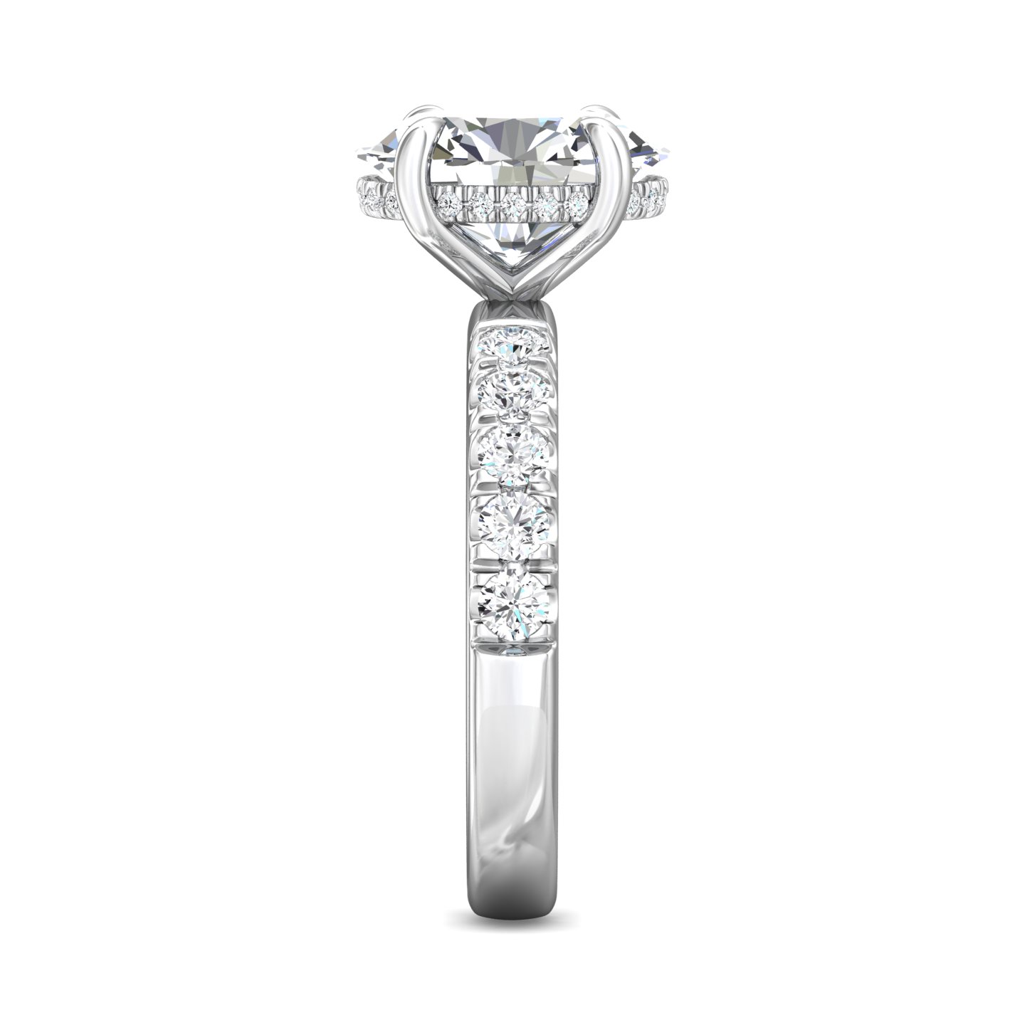 14K White Gold Oval Diamond Engagement Ring