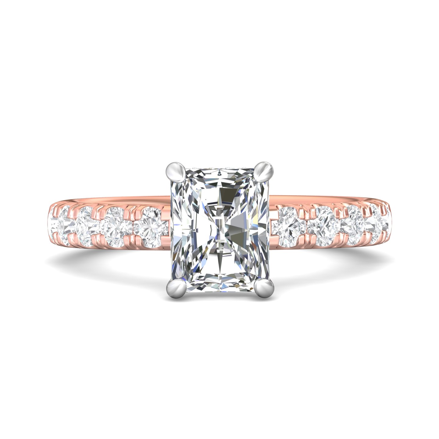 18K White and Rose Gold Radiant Diamond Engagement Ring