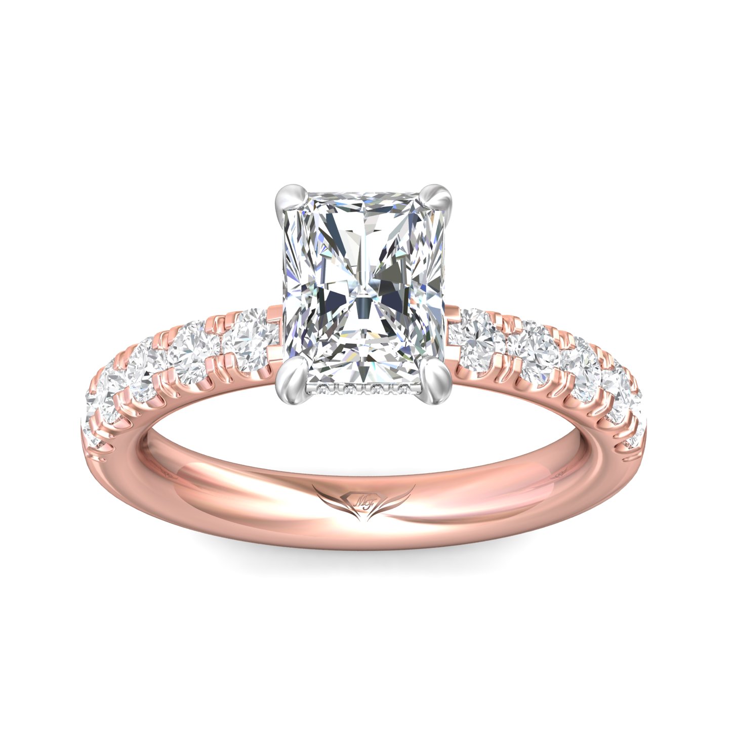 14K Rose and White Gold Radiant Diamond Engagement Ring