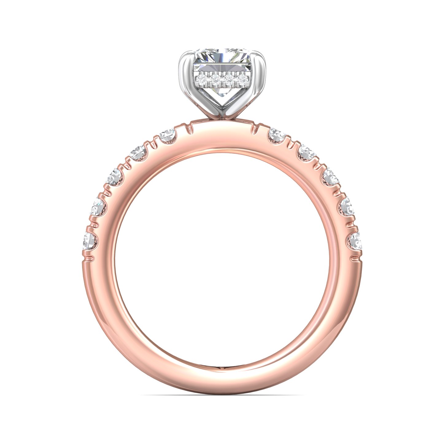 14K Rose and White Gold Radiant Diamond Engagement Ring