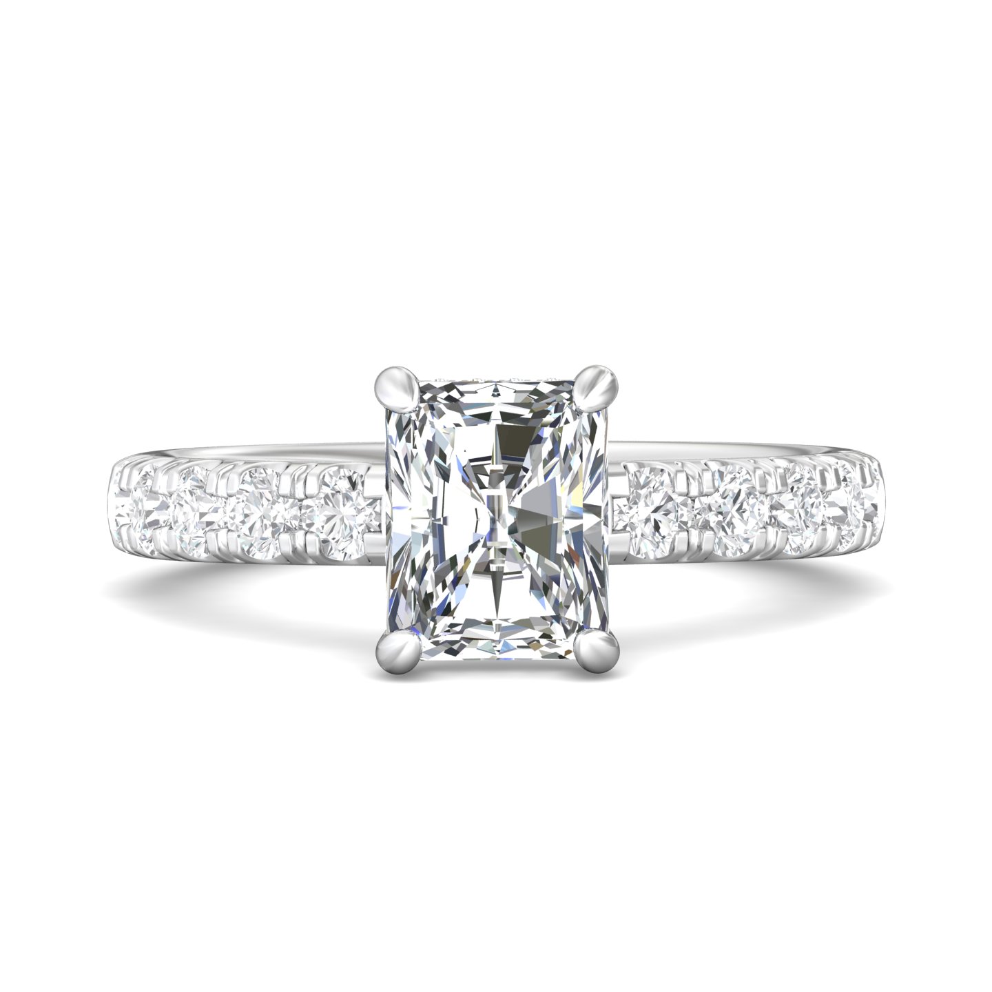 18K White Gold Radiant Diamond Engagement Ring