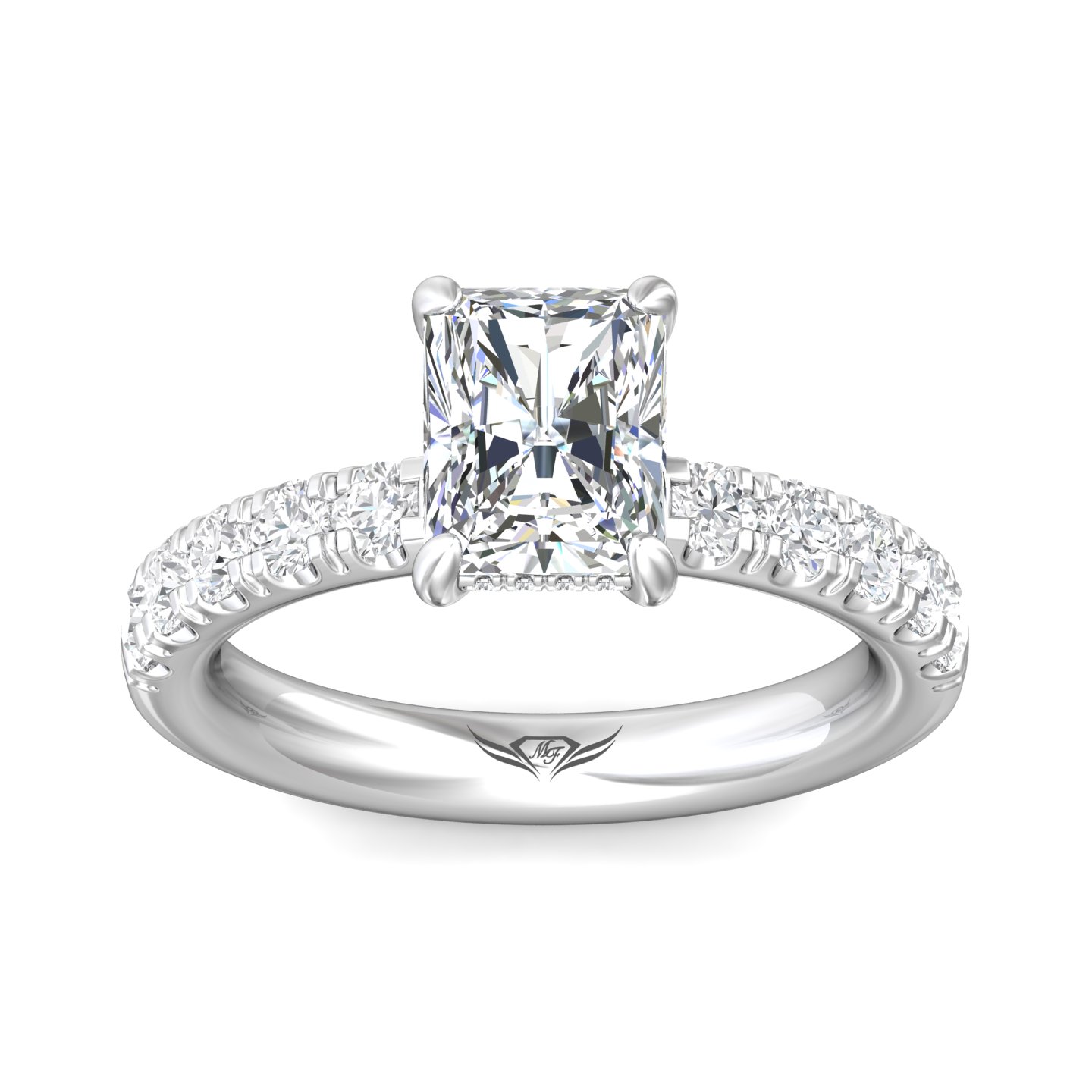 14K White Gold Radiant Diamond Engagement Ring