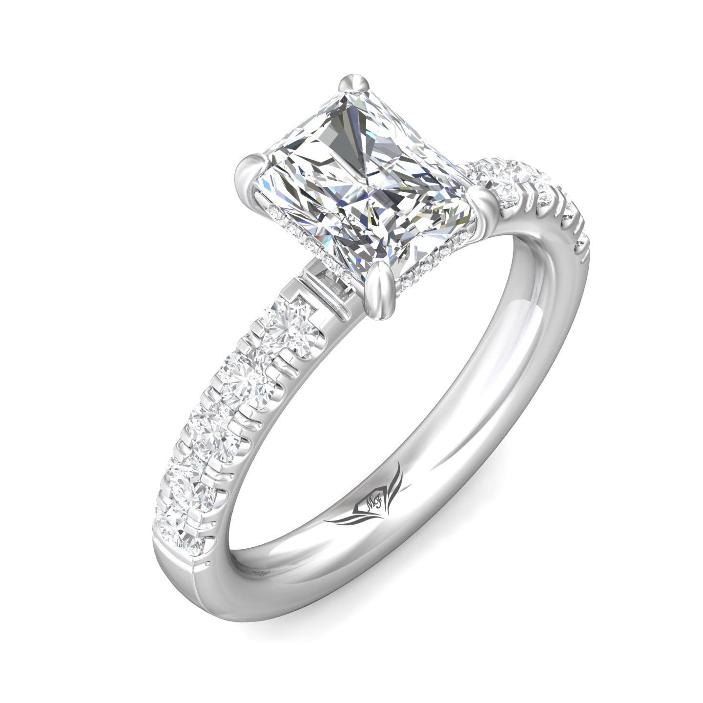 14K White Gold Radiant Diamond Engagement Ring