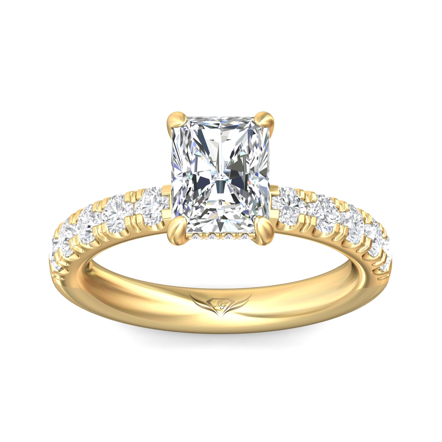 14K Yellow Gold Radiant Diamond Engagement Ring