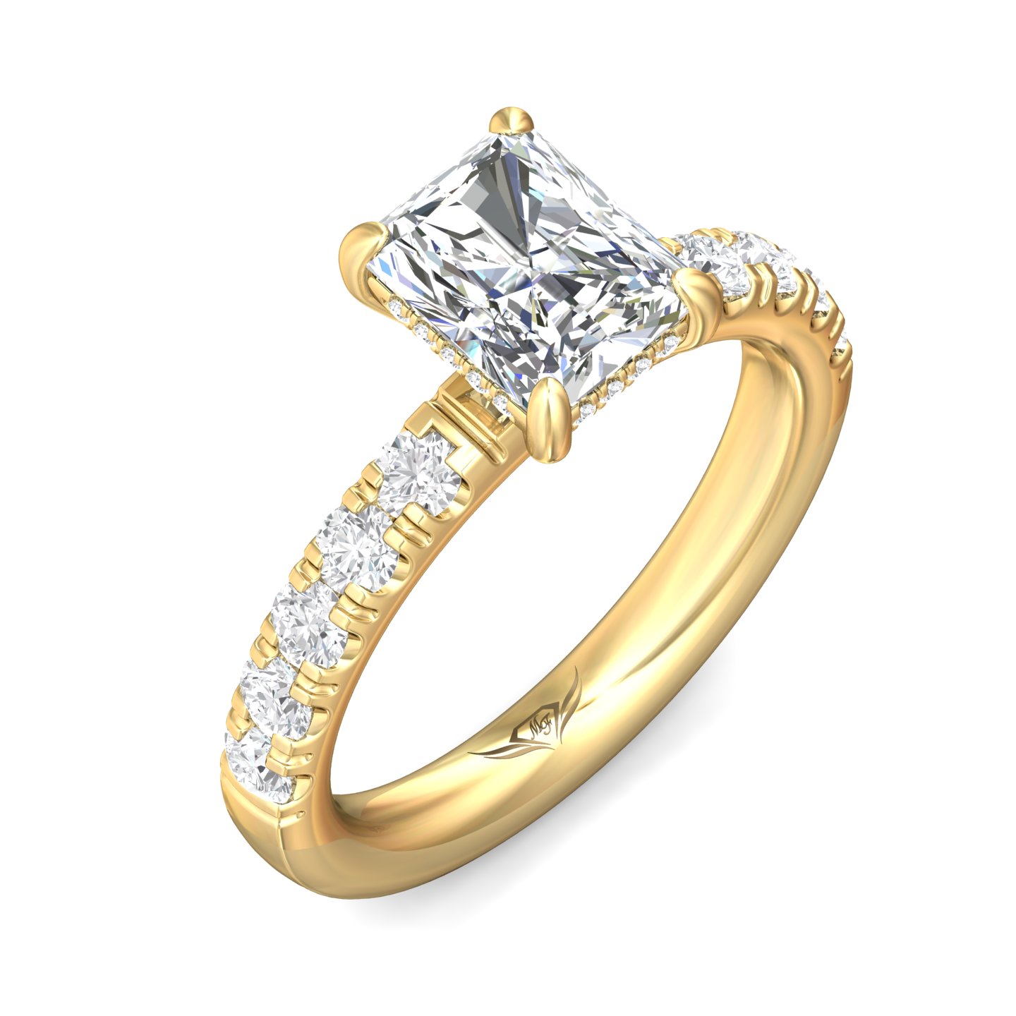 14K Yellow Gold Radiant Diamond Engagement Ring