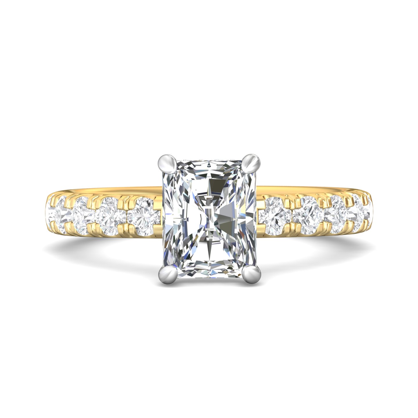 18K White and Yellow Gold Radiant Diamond Engagement Ring