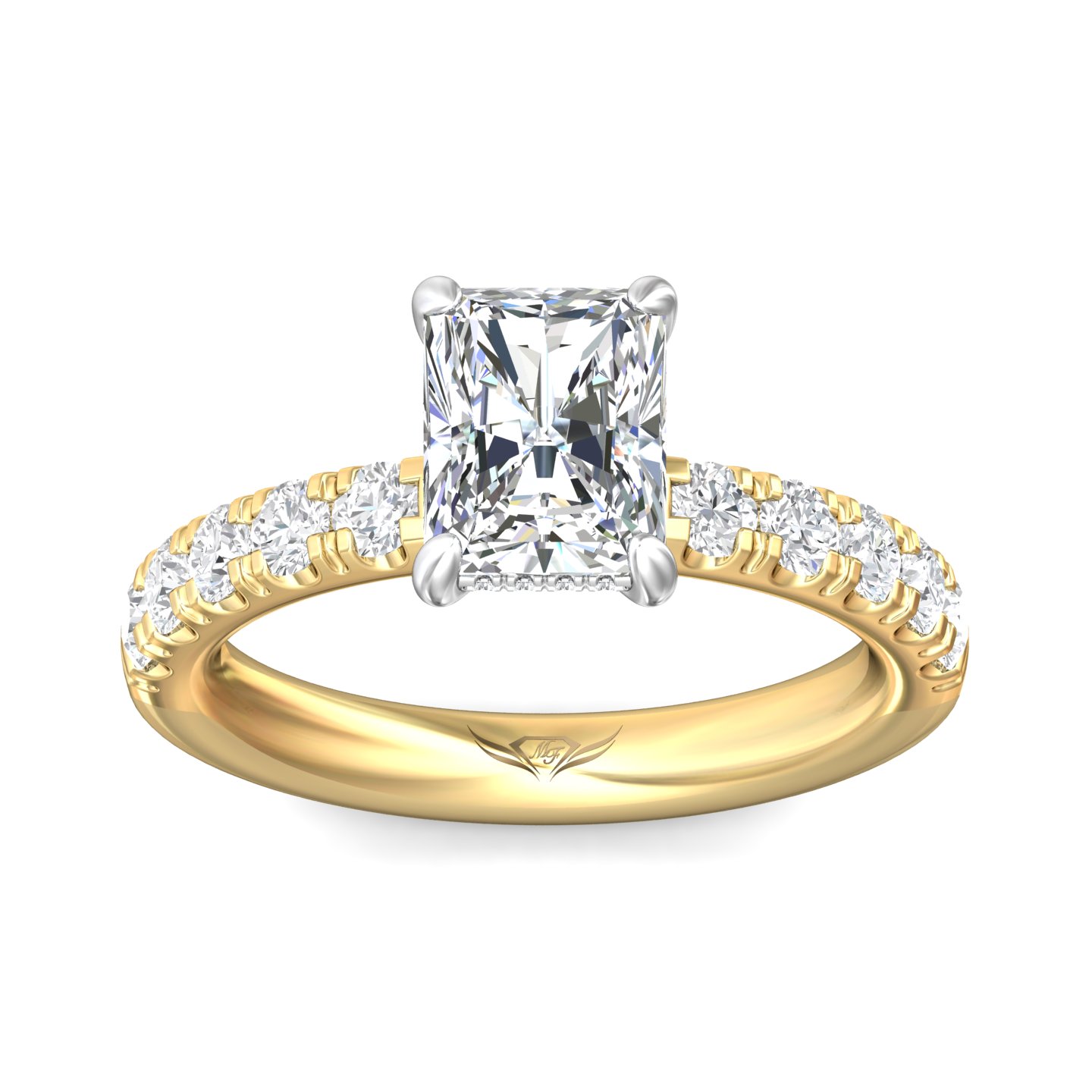 18K White and Yellow Gold Radiant Diamond Engagement Ring