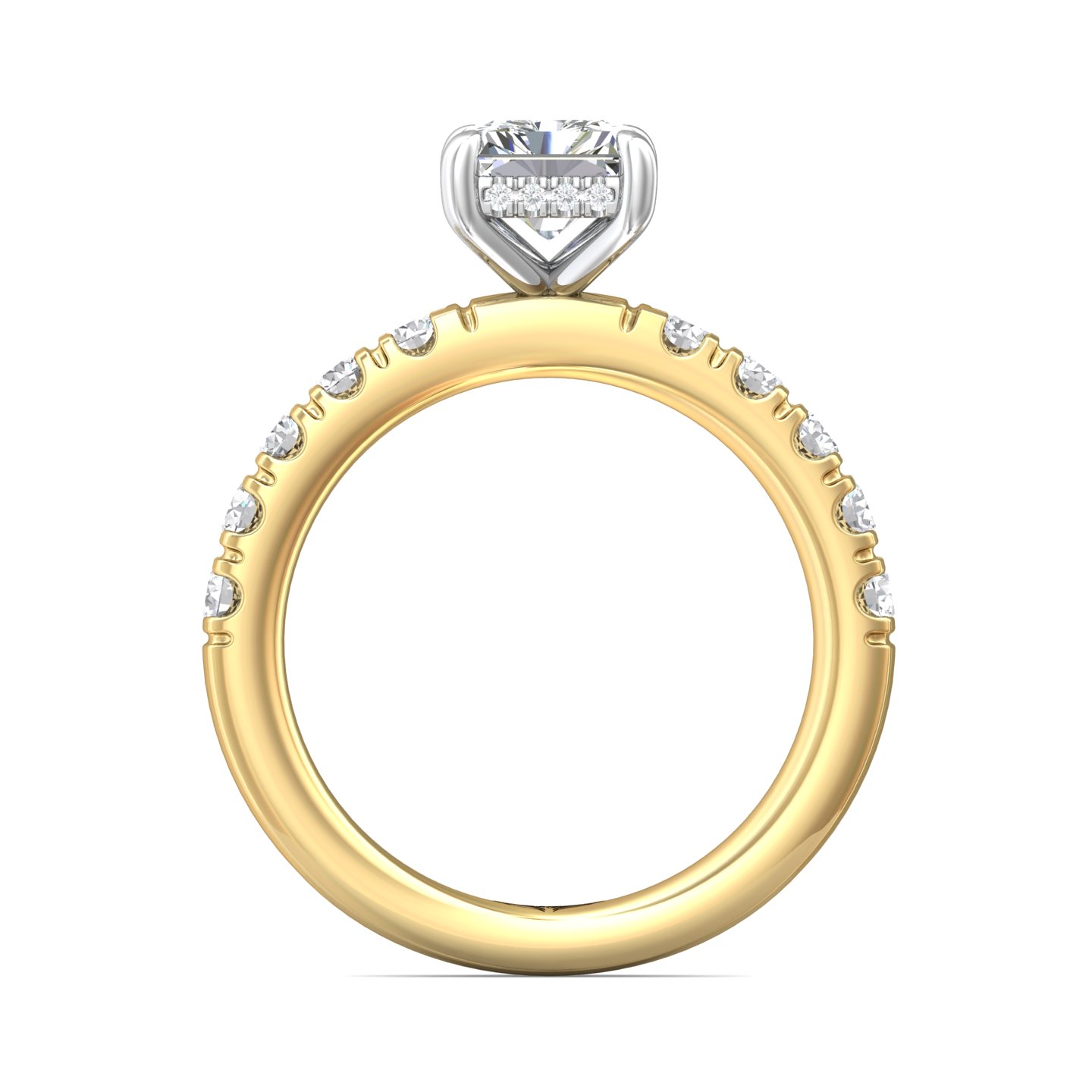 18K White and Yellow Gold Radiant Diamond Engagement Ring