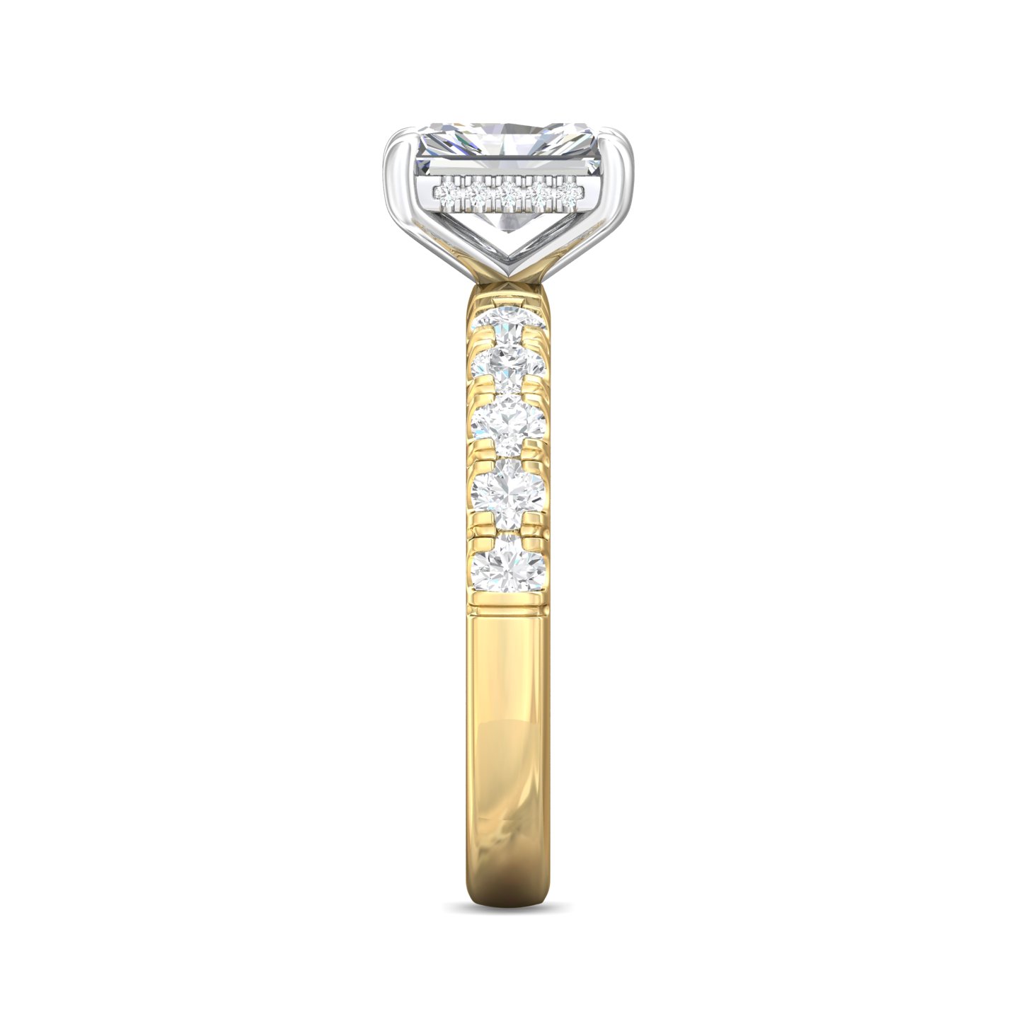 18K White and Yellow Gold Radiant Diamond Engagement Ring