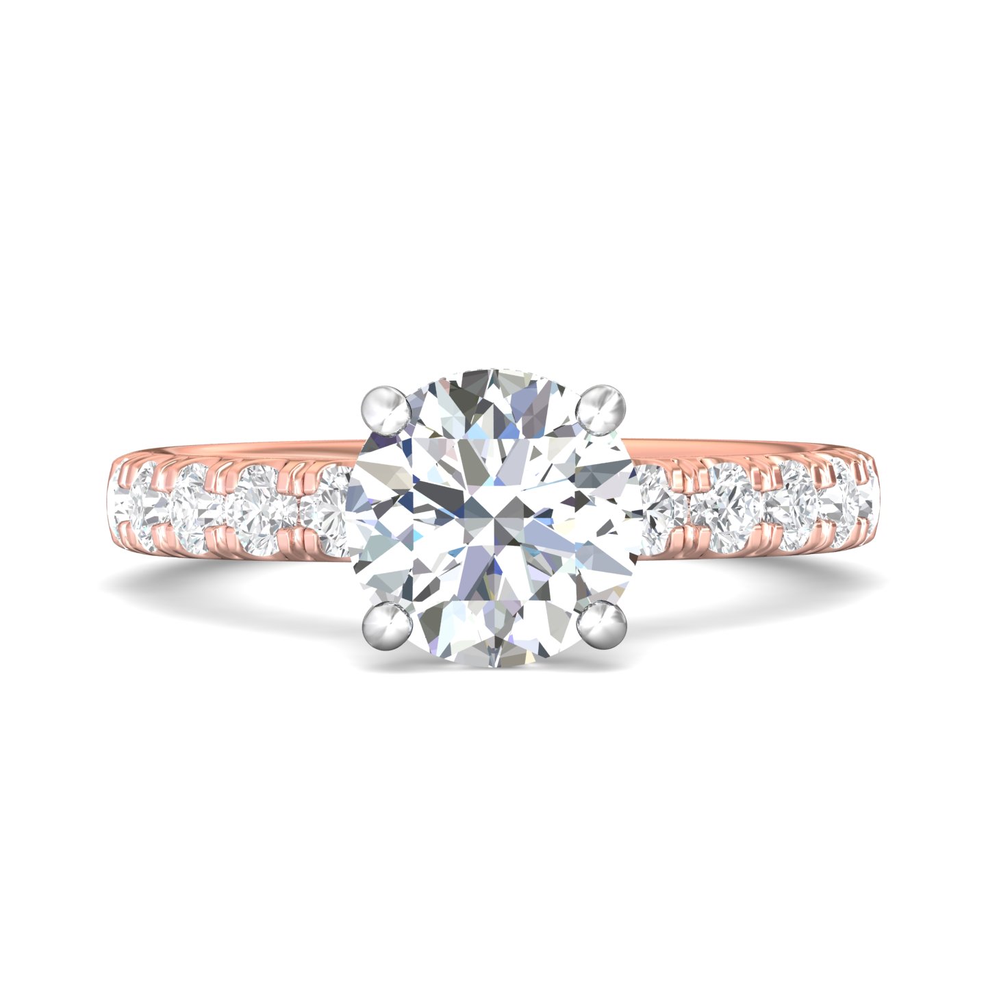 14K Rose and White Gold Round Diamond Engagement Ring