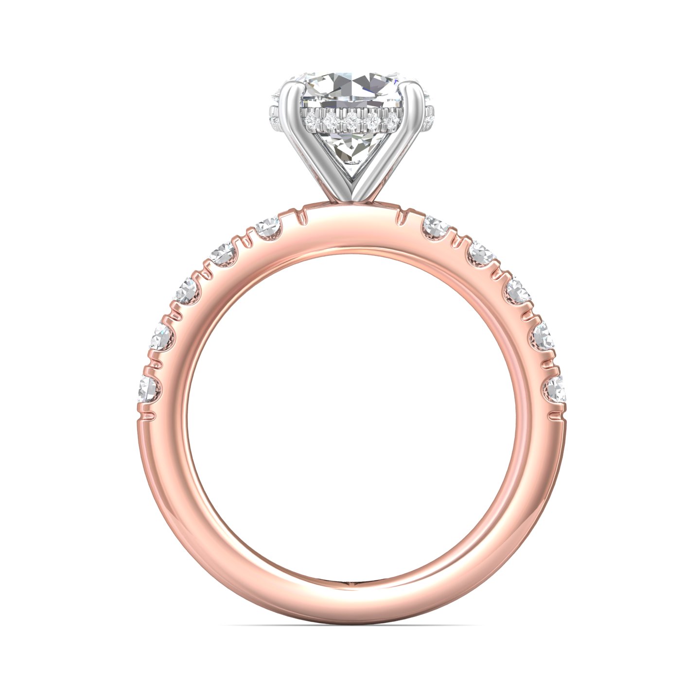 14K Rose and White Gold Round Diamond Engagement Ring