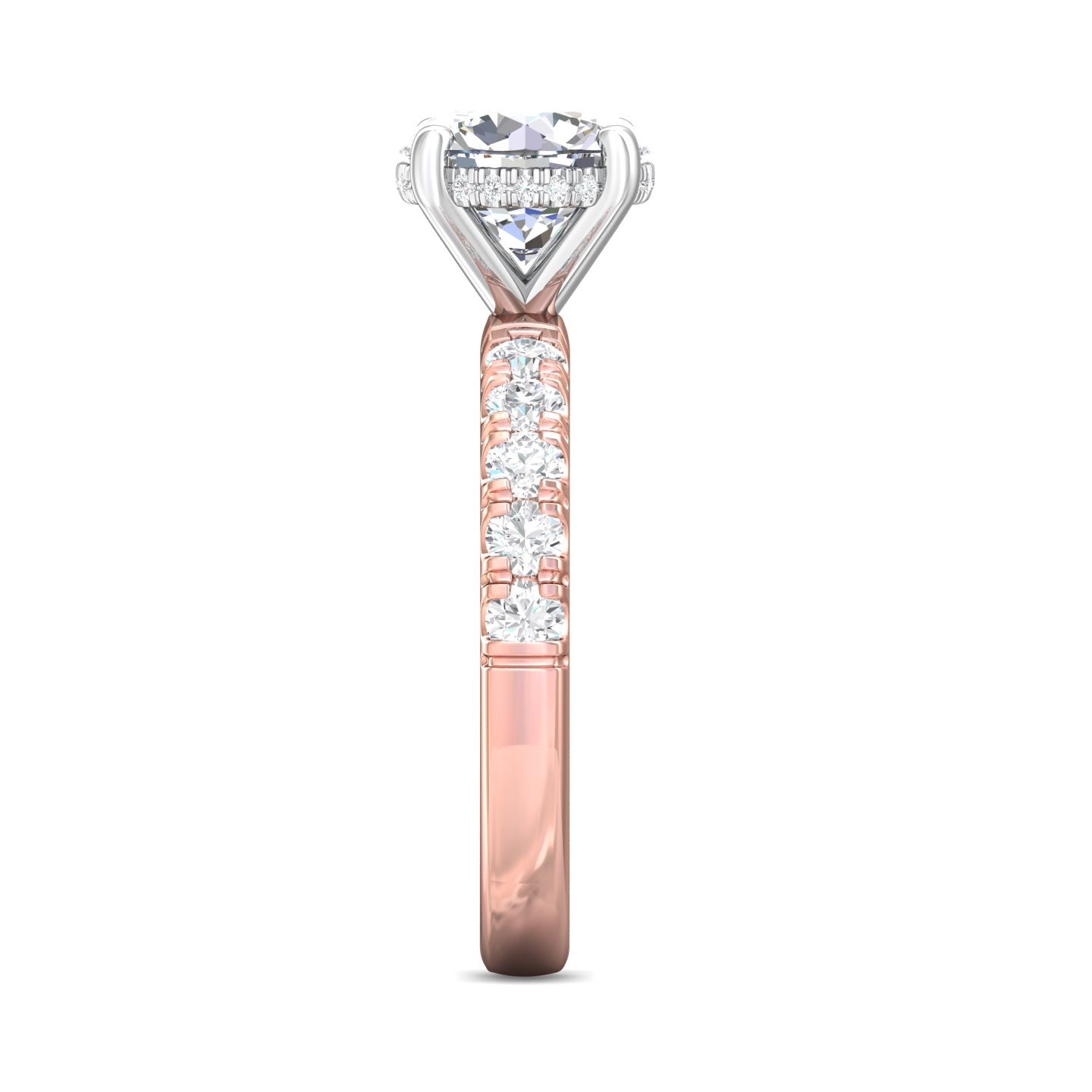 14K Rose and White Gold Round Diamond Engagement Ring